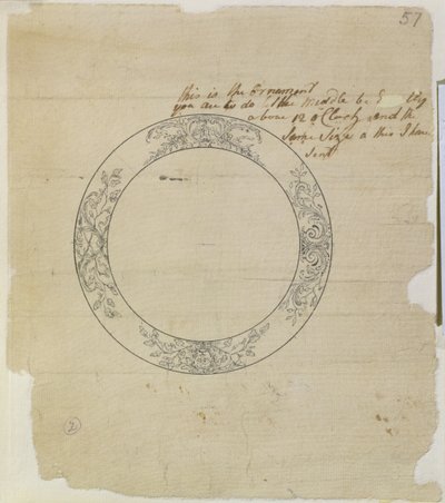 Ontwerp voor een grote emaille horlogewijzerplaat, uit mechanische aantekeningen en tekeningen samengesteld door John Harrison (1693-1776) en zijn zoon William (ca. 1726-72) door Unknown